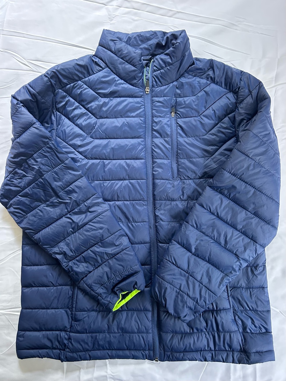 XERSION Men’s Lightweight Blue Packable Puffer Coat Jacket LARGE